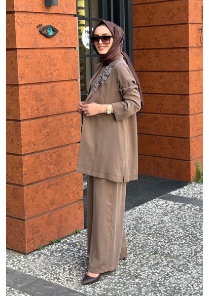 Nurcan Çetin Pantolonlu Takım 25600 Kahve