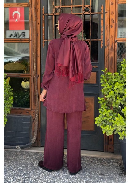 Nurcan Çetin Pantolonlu Takım 25465 Bordo