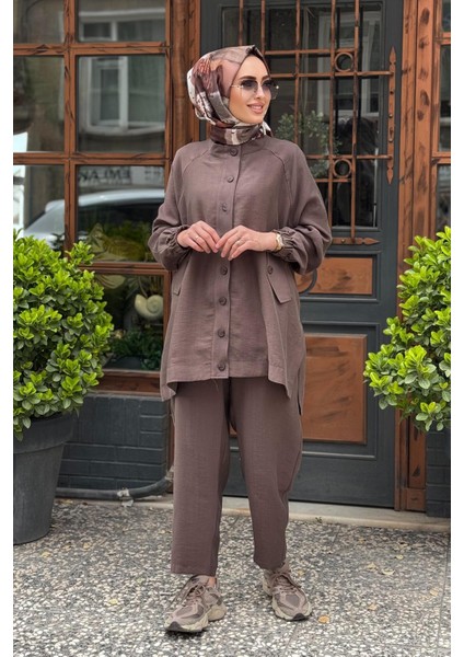 Nurcan Çetin Pantolonlu Takım 25441 Kahve