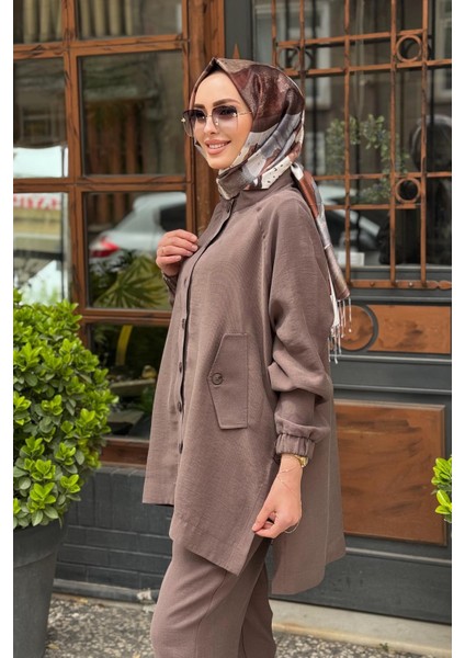 Nurcan Çetin Pantolonlu Takım 25441 Kahve