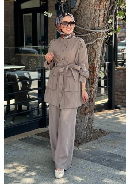Nurcan Çetin Pantolonlu Takım 25416 Vizon