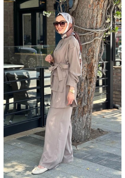 Nurcan Çetin Pantolonlu Takım 25416 Vizon