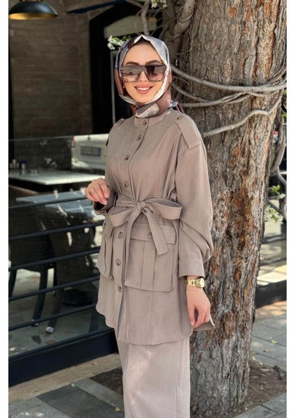 Nurcan Çetin Pantolonlu Takım 25416 Vizon