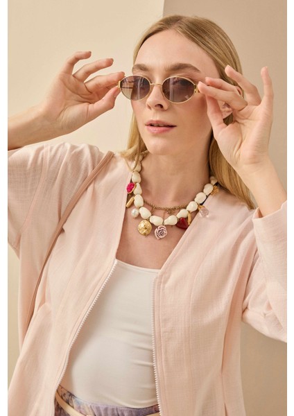 Pamuk Keten Ceket Soft Pembe