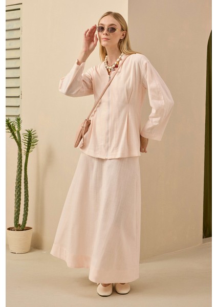 Pamuk Keten Ceket Soft Pembe modelleri