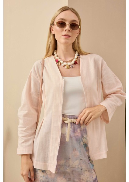 Pamuk Keten Ceket Soft Pembe fırsatları