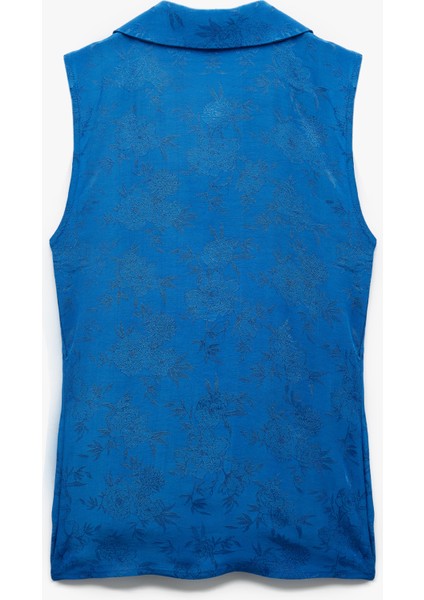 Viskon Kumaş Bağlama Detaylı Kolsuz Kruvaze Çiçekli Gömlek fiyatları