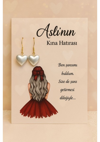 Kalpli Sallantı Küpe 40 Adet | Kırmızı Elbiseli - Nikah Hediyesi - Kına Hediyesi - Nişan Hediyesi