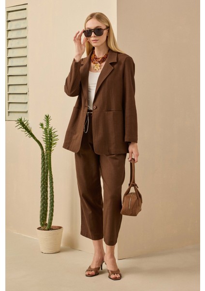 Keten Blazer Ceket Kahve indirimleri