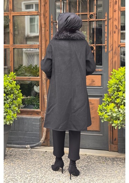 Premium Kürk Detaylı Kaban KA-A23-17026 Siyah