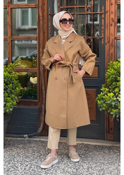 Premium Yün Dikiş Detaylı Kaban KA-A23-17034 Camel