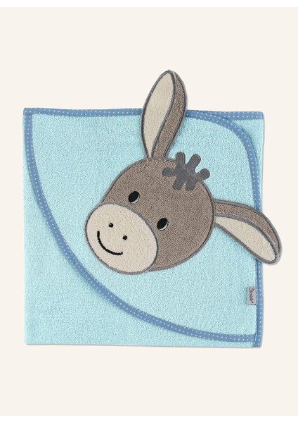 Emmi Kapüşonlu Banyo Havlusu 80X80 Cm, Yumuşak Frottee, Eşek Motifli