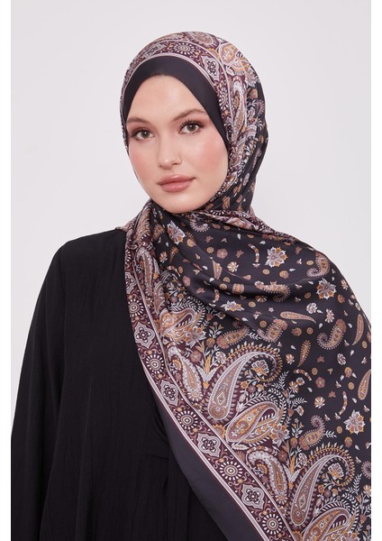 Siyah-Kahve Karma Çiçek Hint Ipeği Şal fiyatları