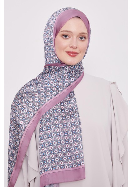 Pembe Kare Desen Hint Ipeği Şal modelleri