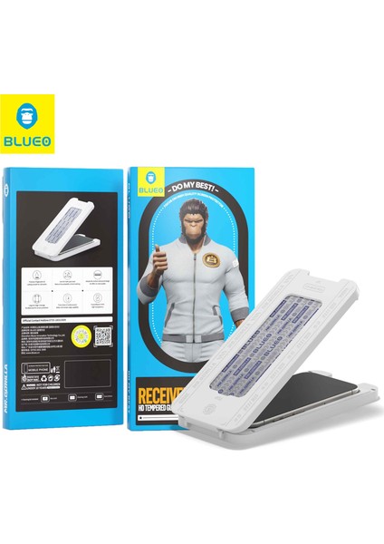Anti-Dust HD iPhone 15 Pro Max Uyumlu Ahize ve Ekran Toz Çizik Önleyici Cam Ekran Koruyucu Aparatlı