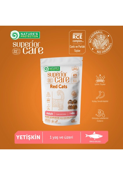 Nature's Protection Superior Care Kızıl/kahverengi Tüylü Kediler Için Tahılsız Ringa Balıklı Kedi Maması 400GR modelleri