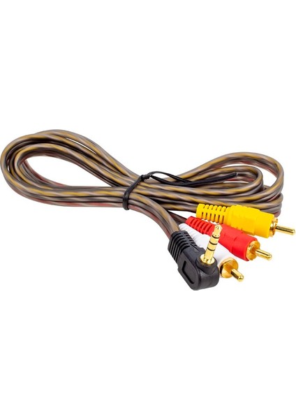 Uydu Alıcısı Av Kablo 3.5 mm Stereo L Erkek / 3 Rca Kablo 1.2 Metre Uzun Jack Silikonlu (4390)