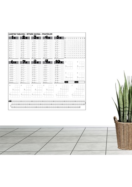 Çarpım Tablosu Ezberleme Manyetik Duvar Stickerı 105 x 100 cm (4390)
