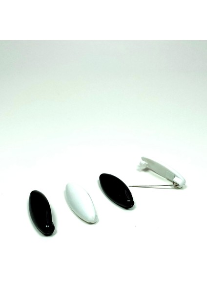 4 Adet Plastik Çengelli Eşarp ve Şal Iğnesi Siyah Beyaz 4 cm