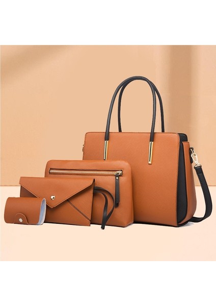 Yeni Moda Basit Kadın Çapraz Omuz Çantası, Anne-Çocuk Dört Parçalı Set Trend Tote Çanta (Yurt Dışından)