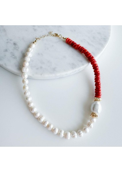 Barok Inci Mercan Tasarım Kolye