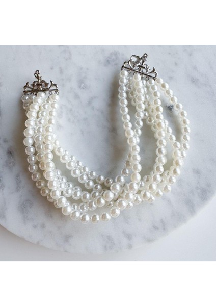 6lı Inci Choker Kolye