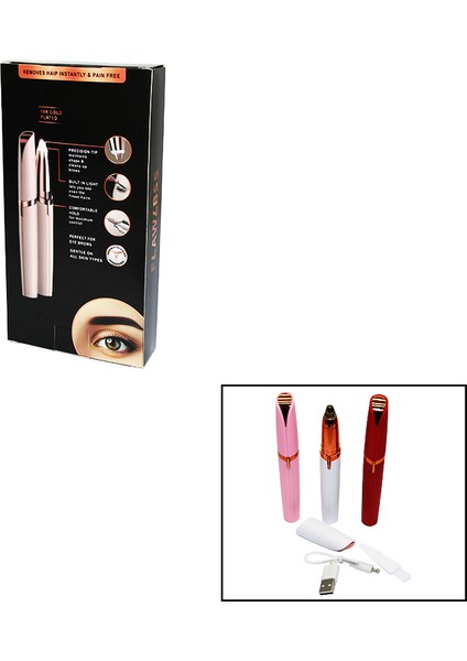 Flawlbss USB Şarjlı Kalem Modeli Kaş Burun Yanak Kıl Makinesi (4390)