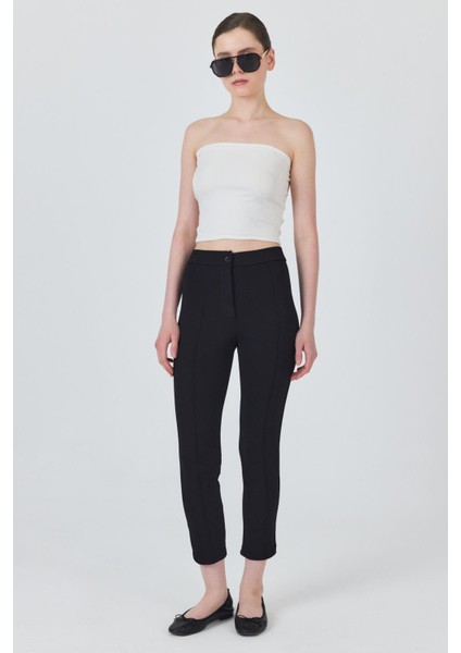 Siyah Yüksek Bel Nervür Dikiş Detaylı Tayt Pantolon 6875A fiyatları