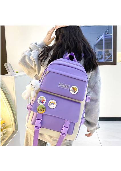 Beş Parçalı Büyük Kapasiteli Öğrenci Sırt Çantası Seti Okul Çantası (Yurt Dışından) modelleri