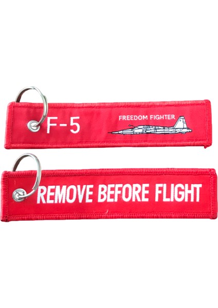 F-5 Freedom Logolu Yazılı Çift Taraflık Anahtarlık Beyaz