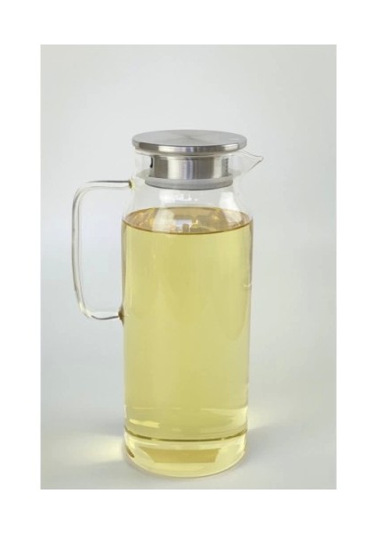 1500 ml Borosilikat Cam Su Sürahisi - Metal Kapaklı ve Isıya Dayanıklı