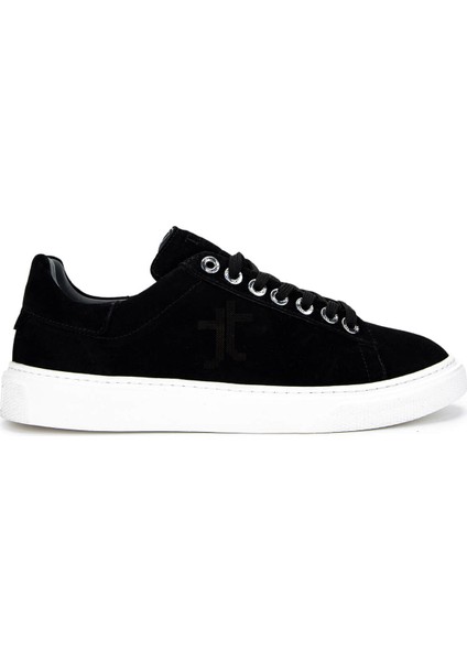 Erkek Hakiki Deri Siyah Süet Sneakers & Spor Ayakkabı 04 4502-42 Erk Ayk Y25 Sıyah Suet