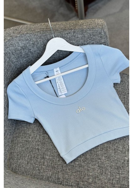 Geniş Yaka Kaşkorse Body- Bebe Mavisi