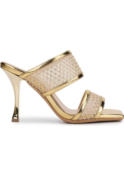 Kadın Deri/tekstil Gold Topuklu Terlik 654 366 Bn Trlk Y25 Gold