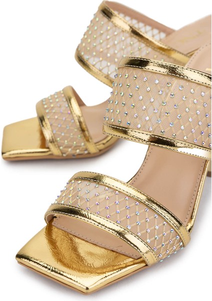 Kadın Deri/tekstil Gold Topuklu Terlik 654 366 Bn Trlk Y25 Gold