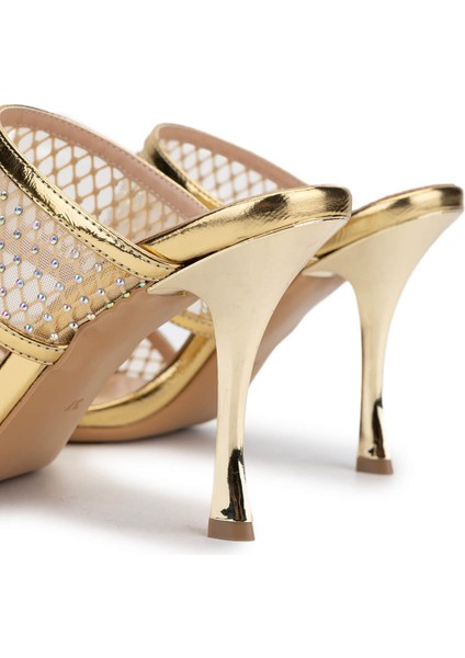 Kadın Deri/tekstil Gold Topuklu Terlik 654 366 Bn Trlk Y25 Gold