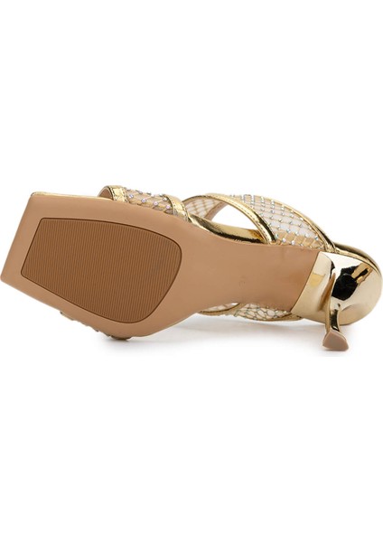 Kadın Deri/tekstil Gold Topuklu Terlik 654 366 Bn Trlk Y25 Gold