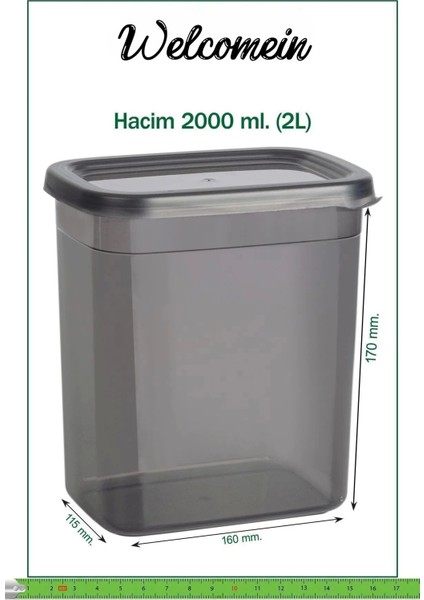 6 Adet 12 Parça Dikdörtgen 2 Litre Erzak Bakliyat Saklama Kabı Çeyiz Seti 20 Etiket Hediyeli