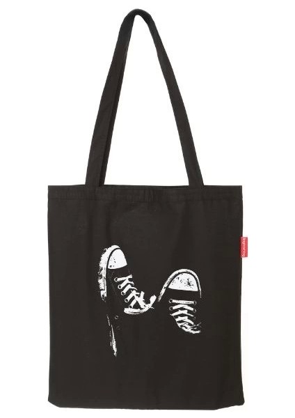 Baghashtag Converse Baskılı Siyah Bez Çanta