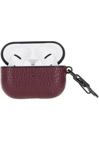 Apple Airpods Pro Uyumlu Deri Kılıf Juni ERC14 Bordo
