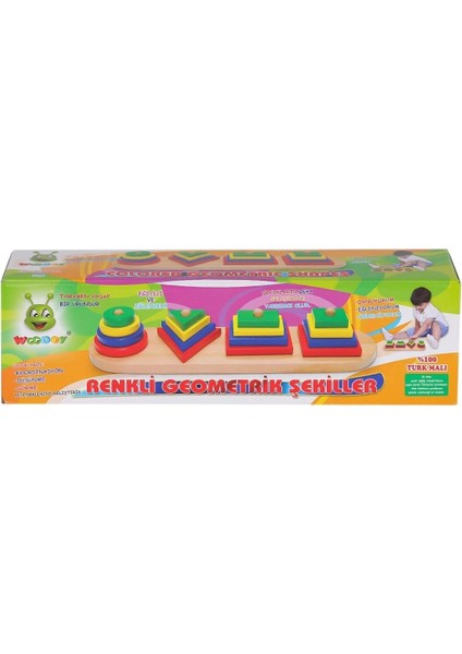 KR006 Woodoy Renkli Geometrik Şekiller -Karsan Oyuncak