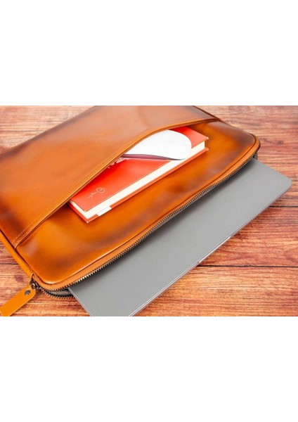 Awe 14 Inç MacBook ve Pc Uyumlu Deri Kılıf RST2EF Taba
