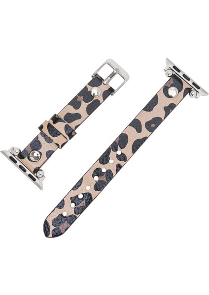 Apple Watch Uyumlu Deri Kordon 42-44-45MM St Leopar Ne