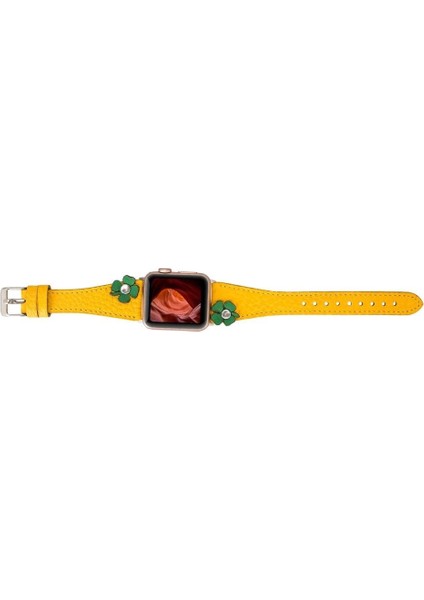 Apple Watch Uyumlu Deri Kordon Clover 42-44-45MM Tr FL12