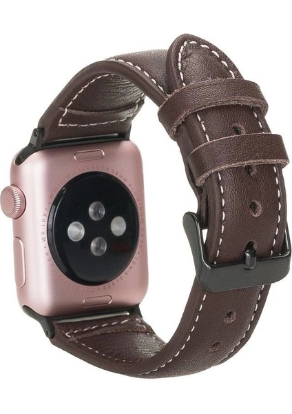 Apple Watch Uyumlu Deri Kordon 42-44-45MM Nm1-As3 Kahve