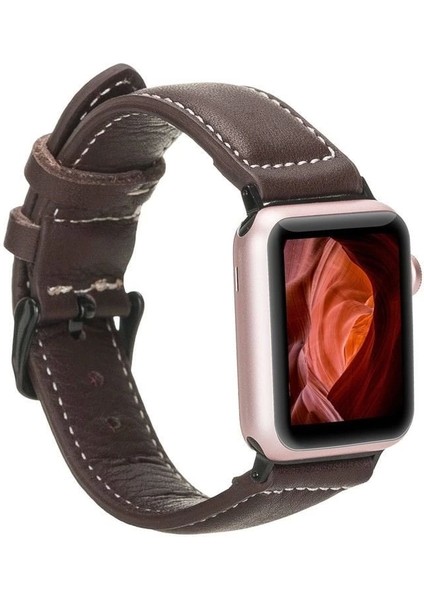 Apple Watch Uyumlu Deri Kordon 42-44-45MM Nm1-As3 Kahve