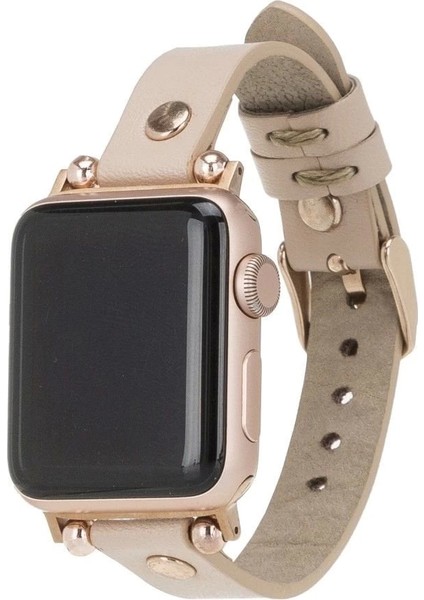 Apple Watch Uyumlu Deri Kordon 42-44-45MM Rt Erc3 Bej