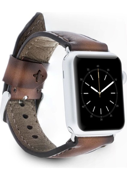 Apple Watch Uyumlu Deri Kordon 42-44-45MM SM26 Kahve
