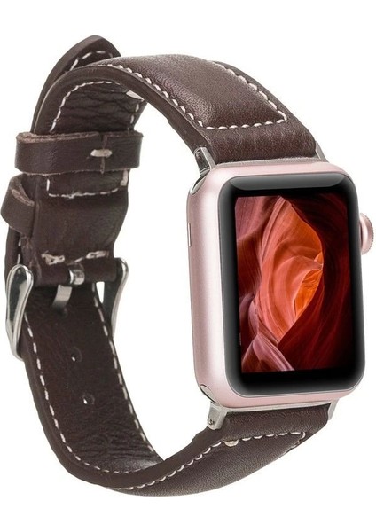 Apple Watch Uyumlu Deri Kordon 42-44-45MM Nm4-As4 Kahve