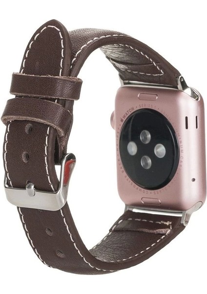 Apple Watch Uyumlu Deri Kordon 42-44-45MM Nm4-As4 Kahve
